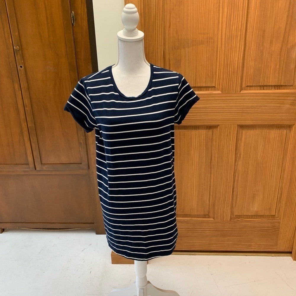 Lulu’s Cafe Society navy striped T shirt mini dress medium coastal chic